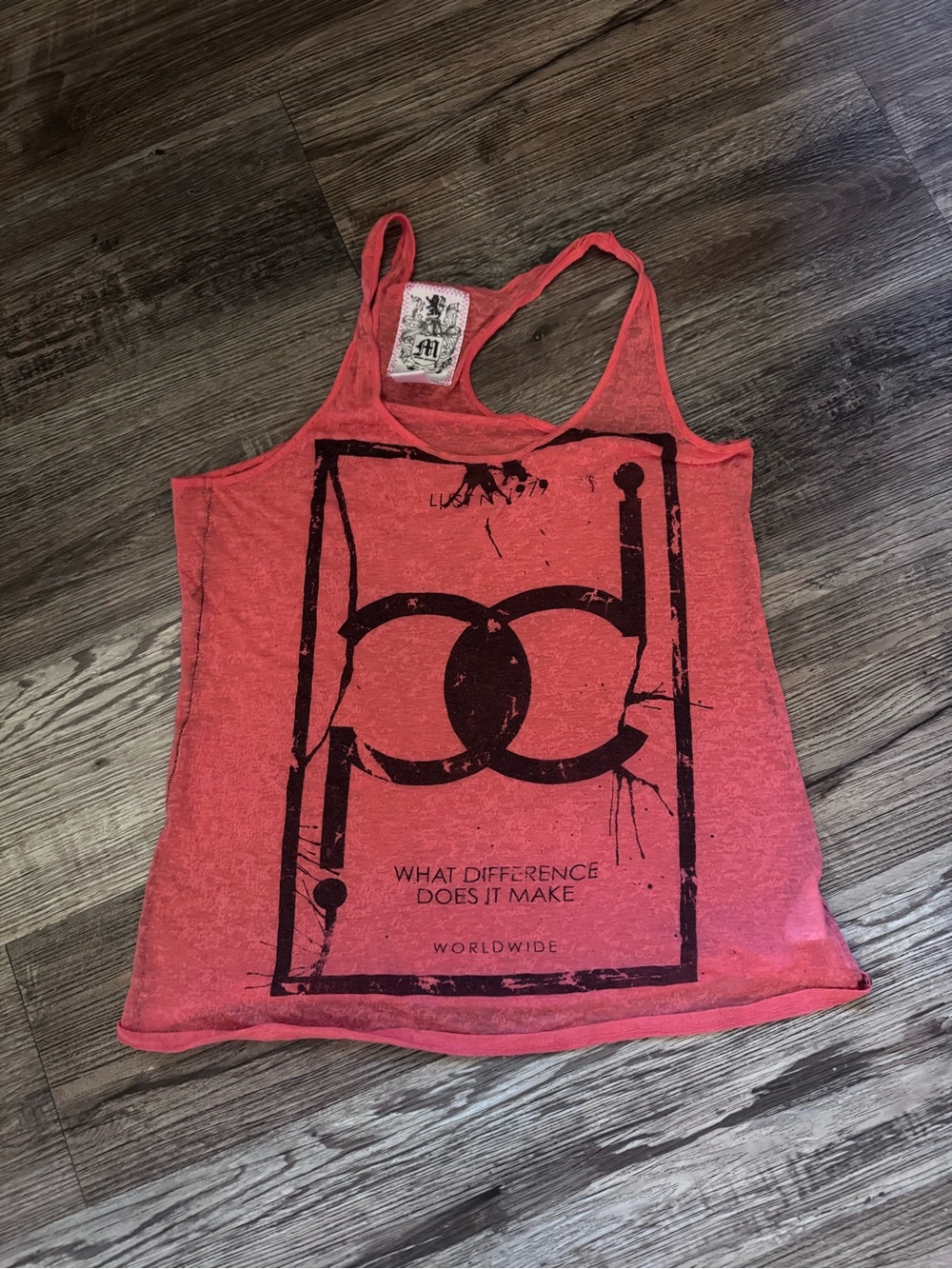 Orange & Black Graphic Racerback Tank Top - Casual Women's Tee Size Medium
